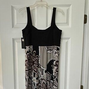 Carole Little Black & Neutral Floral Maxi Dress – Size 14 – NWT